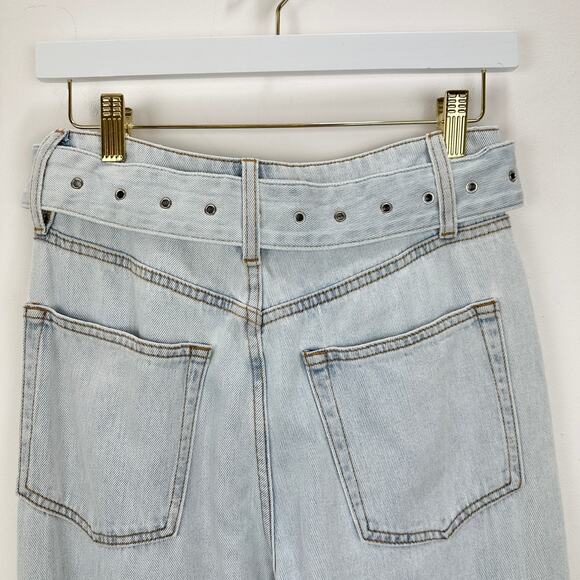 WeWoreWhat Cut Out Straight Leg Indigo Denim Jean High Waist Belted Grunge US 26 - Picture 13 of 16